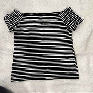 Ann Taylor Striped off shoulder top- SZ L